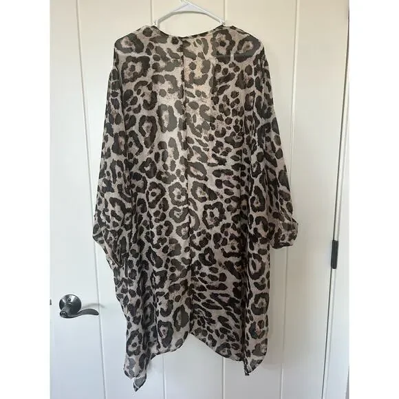 Davi & Dani Sheer Leopard Duster Size M - Picture 4 of 8